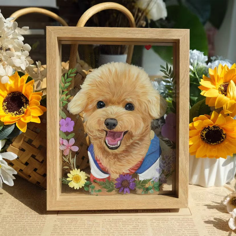 Custom Hand Painted Pet Portrait Glass Painting