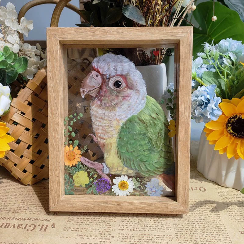 Custom Hand Painted Pet Portrait Glass Painting