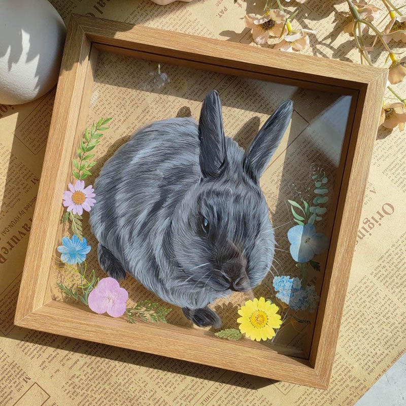 Custom Hand Painted Pet Portrait Glass Painting