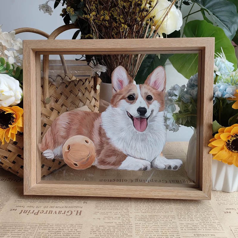 Custom Hand Painted Pet Portrait Glass Painting