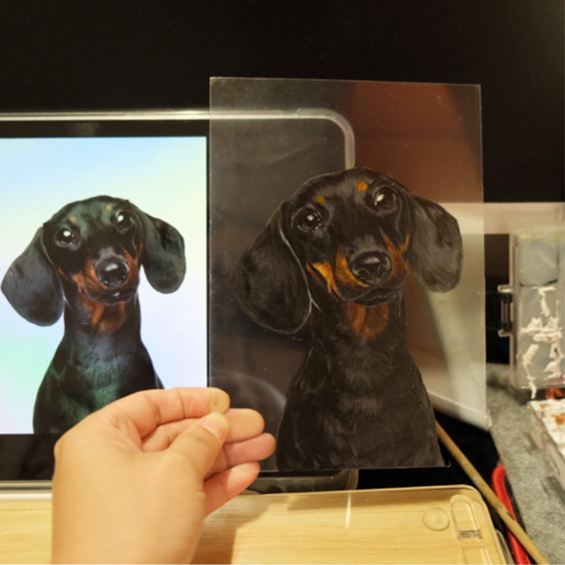 Custom Hand Painted Pet Portrait Glass Painting