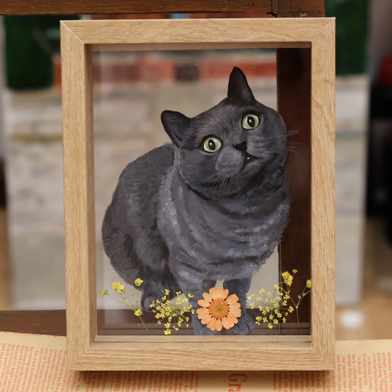 Custom Hand Painted Pet Portrait Glass Painting