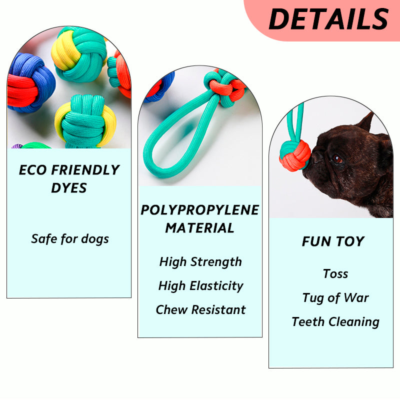 Contrasting Color Braided Rope Dog Toys