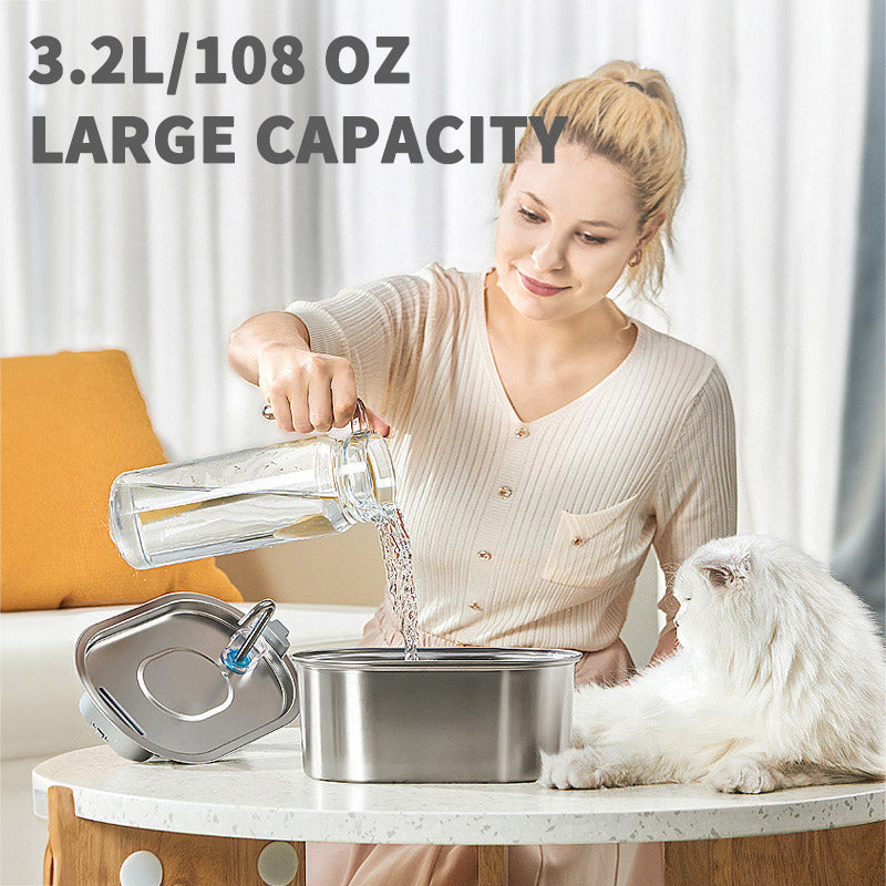 Stainless Steel Faucet Shape Cat Water Fountain