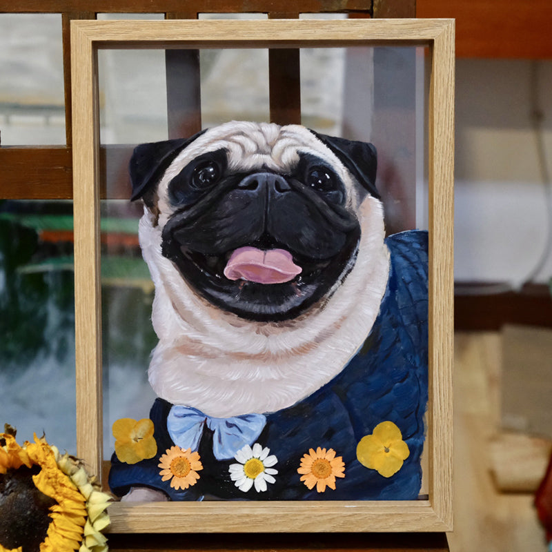 Custom Hand Painted Pet Portrait Glass Painting