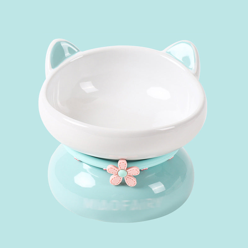 Macaron Kitty Shaped Ceramic Pet Bowl