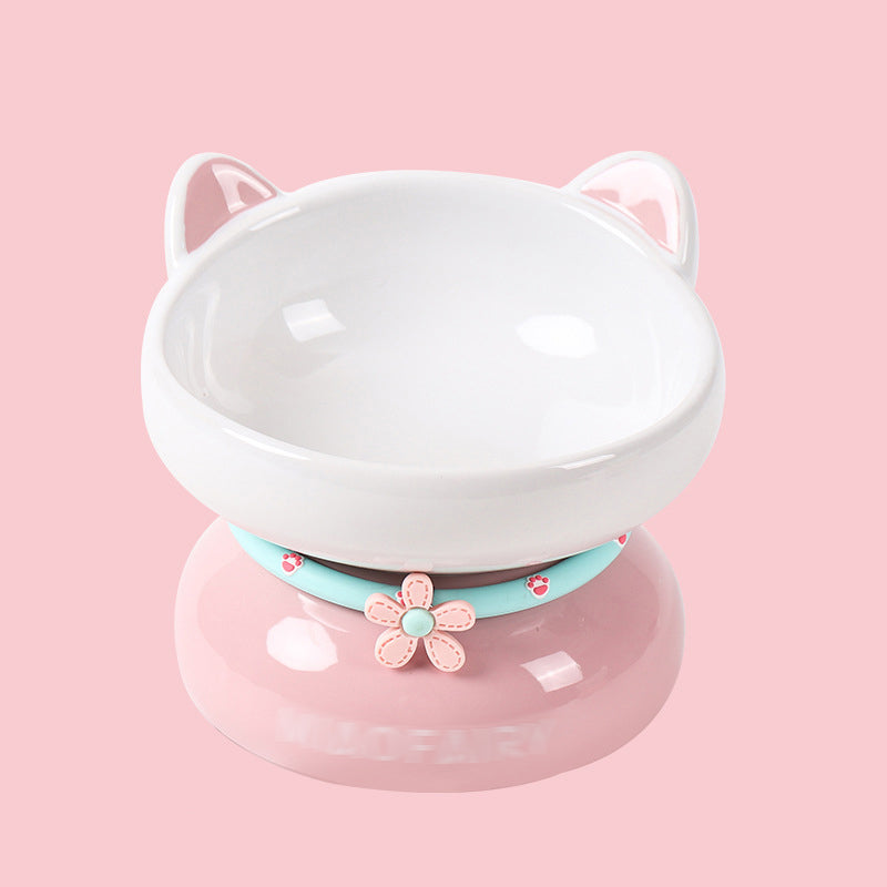 Macaron Kitty Shaped Ceramic Pet Bowl