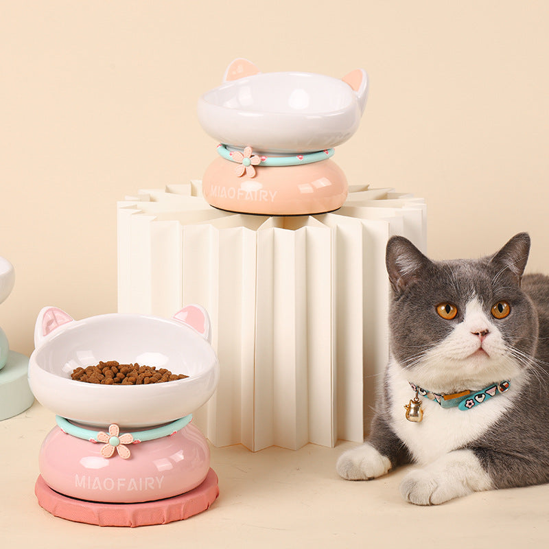 Macaron Kitty Shaped Ceramic Pet Bowl