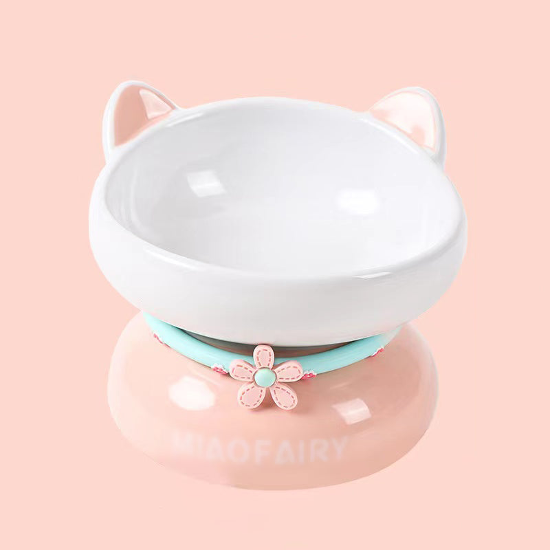 Macaron Kitty Shaped Ceramic Pet Bowl